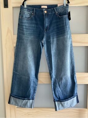 Kut From The Kloth High Rise Wide Leg Crop Jeans Rolled Hem NWT